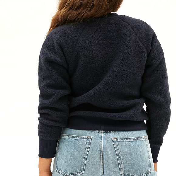 Everlane Black Teddy Sherpa Crewneck Pullover Sweater XS Fleece Sweatshirt - Picture 4 of 14